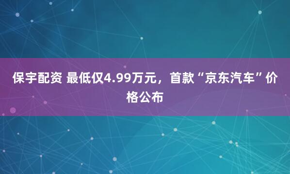 保宇配资 最低仅4.99万元，首款“京东汽车”价格公布